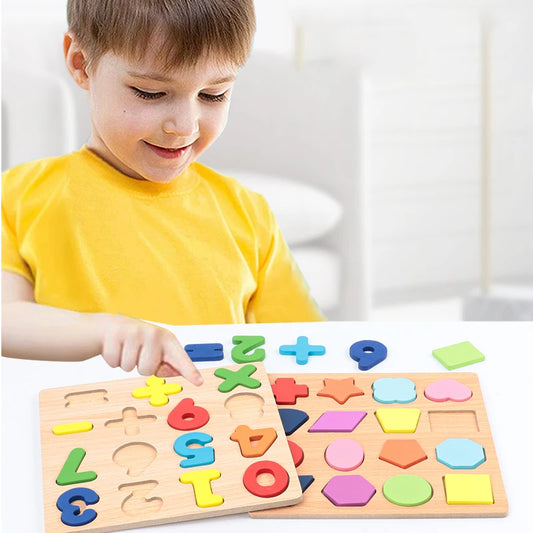 Wooden Alphabet & Number Puzzle Board – Educational Toy for Kids