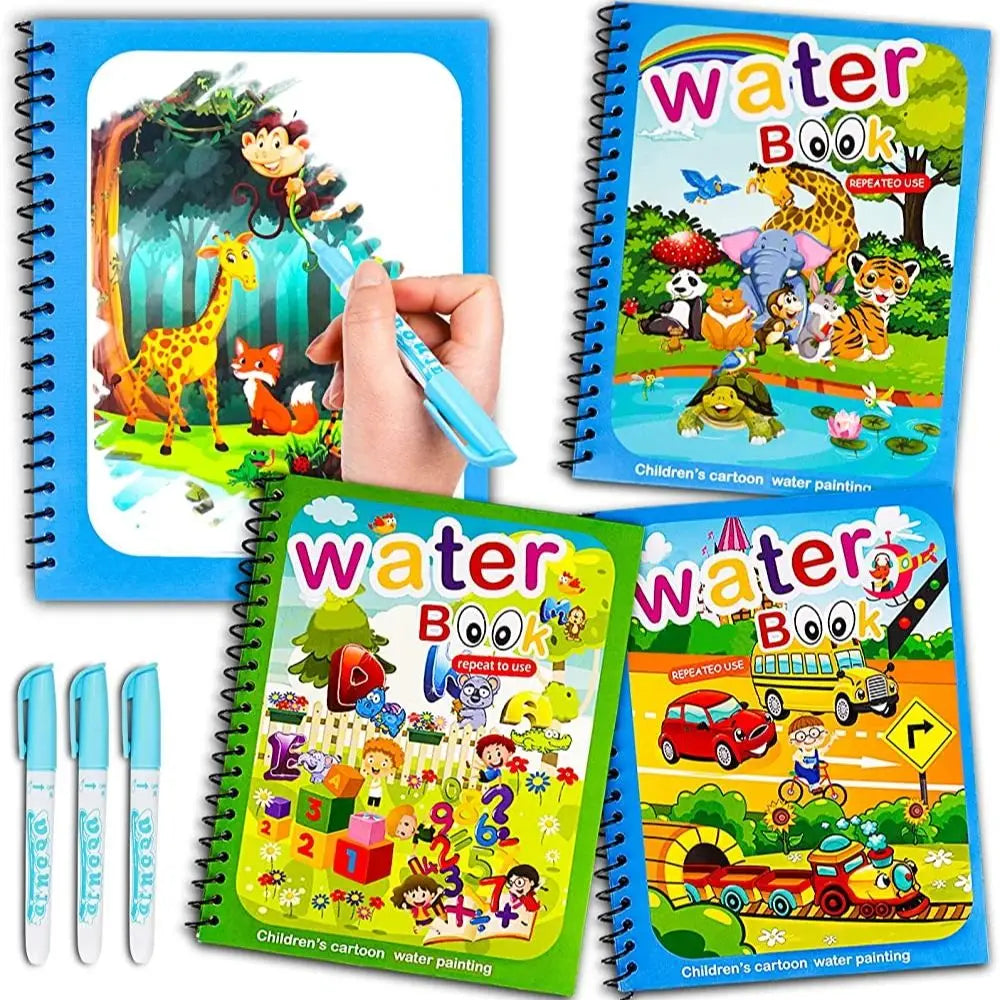 Magic Water Drawing Book – Reusable Coloring Activity for Kids