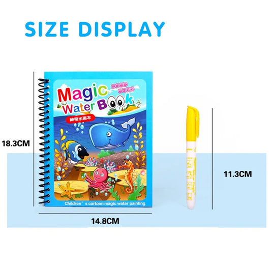 Magic Water Drawing Book – Reusable Coloring Activity for Kids