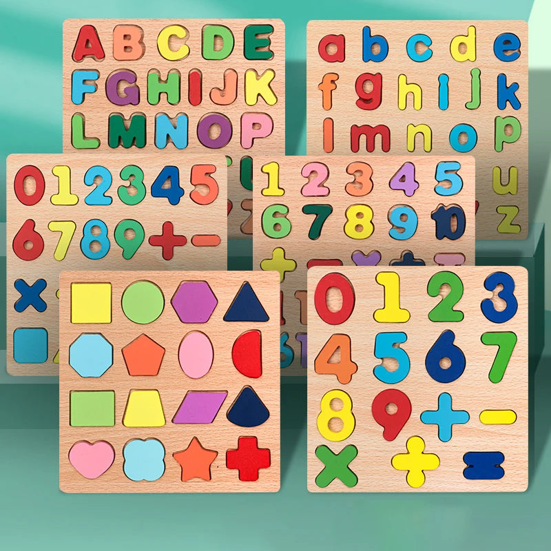 Wooden Alphabet & Number Puzzle Board – Educational Toy for Kids